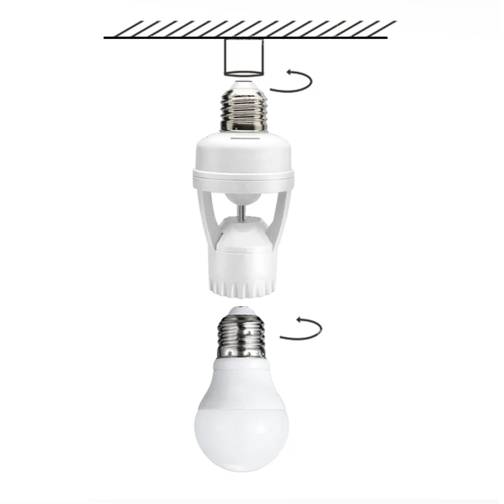 Commutateur de prise d'ampoule intelligente avec capteur de mouvement infrarouge, induction PIR résistante à 360, adaptateur de support de base de lampe, 110-220V