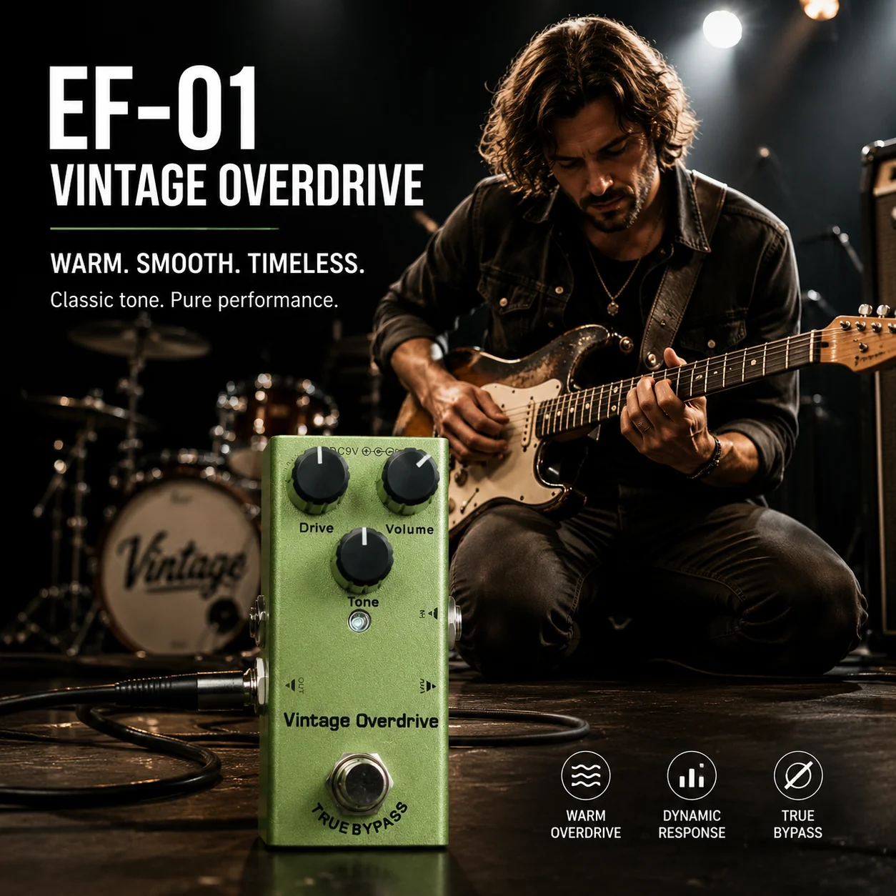 Electric guitar pedal, classic pedal, disconnected, soft retro overdrive, pedal guitar comprehensive effects, guitar effects view 6