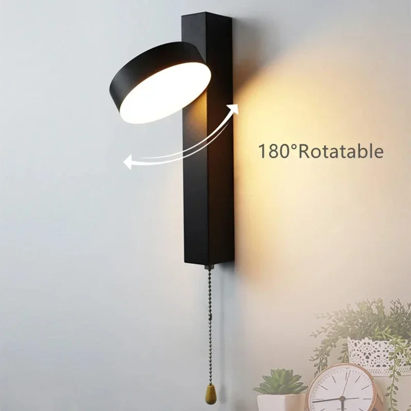 Lampu Dinding 180 ° minimalis, lampu dinding dekorasi, lampu koridor ruang tamu, lampu samping tempat tidur minimalis Modern Nordik dapat disesuaikan