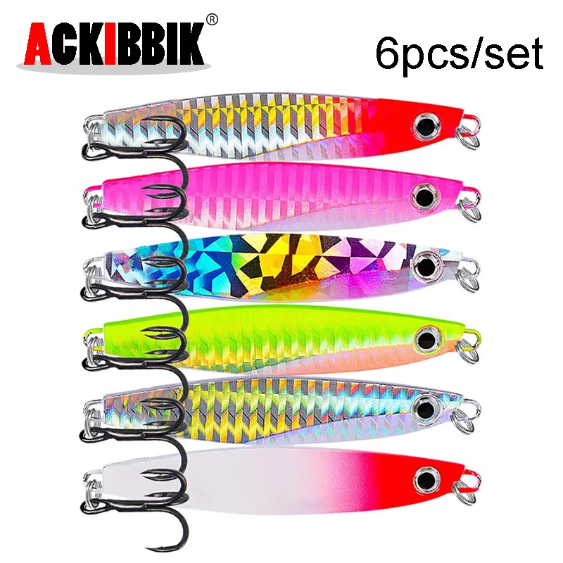 

Ackibbik 6pcs Metal Cast Jig Spoon 40g Fishing Jigs Saltwater Fishing Casting Jigging Fish Metal Sinking Lure for Tuna, Kingfish