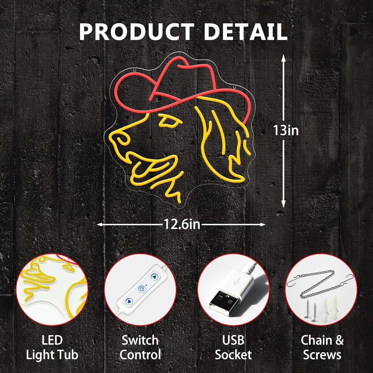 Cowgirl Face Neon Sign LED Wall Art USB Powered Acrylic Red Yellow Western Hat Glow Aesthetic Room Bedroom Bar Party Decor