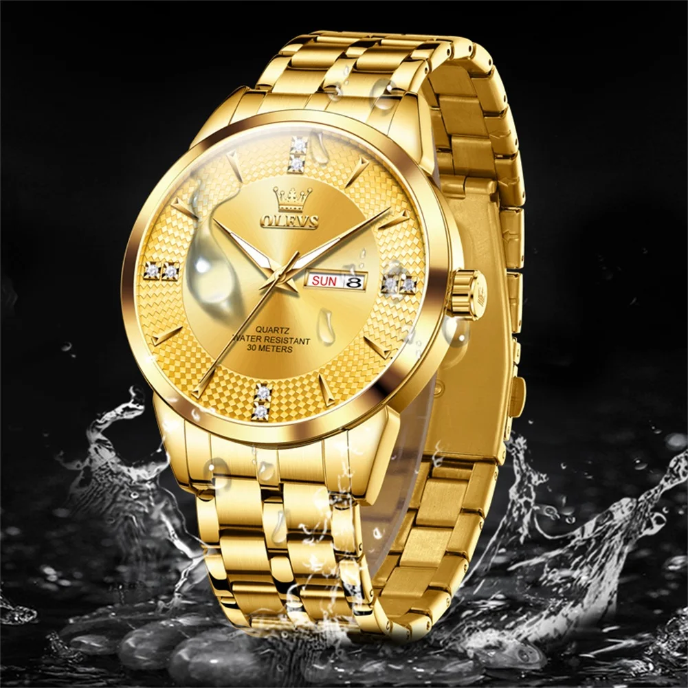 OLEVS 9917 Men Watches Original Classics Fashion Quartz WristwatchDiamond Scale Reloj Waterproof Luminous Date Display Watch