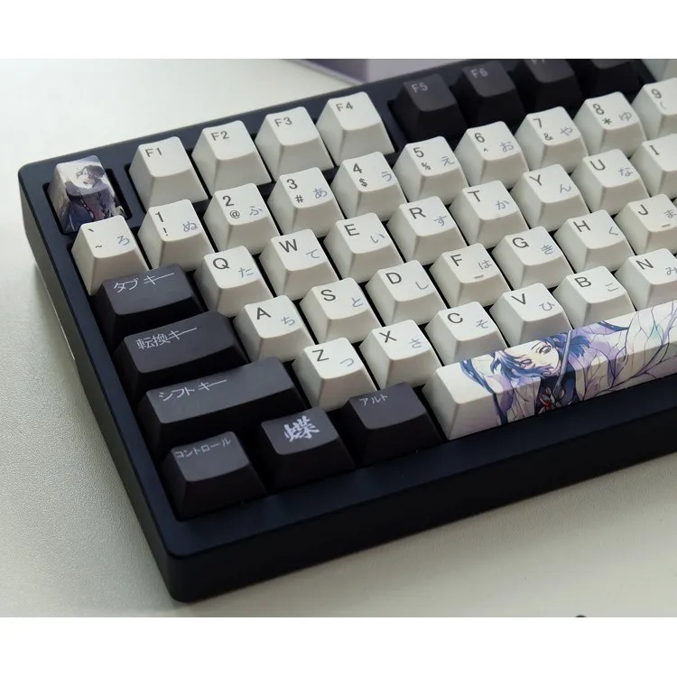 Skyskyline】demon slayer kochou shinobu keycaps cherry perfil pbt dye-sub 137 teclas adequadas para 61/78/8/104 teclado mecânico