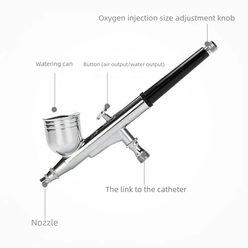 ネイルタトゥーとDIYクラフト用の0.3mmノズルとデュアルアクション付きモデルペイントエアブラシキットポータブルナノウォータースプレーガン