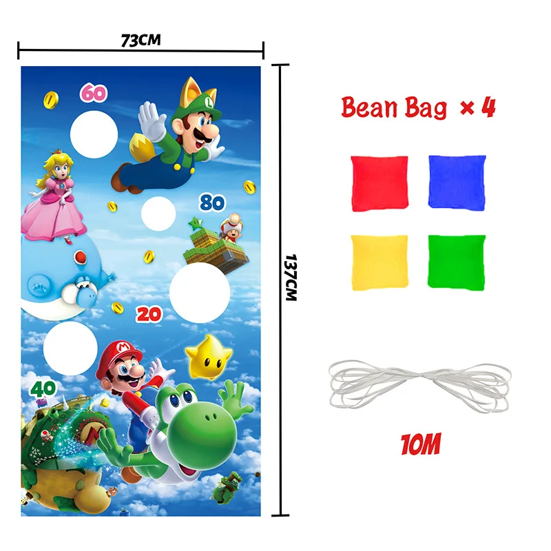 

Super Bros Sandbag Throwing Game Set Cornhole Board Games with Marios Interactive Fun Sports for Parent-child Interactive Toys