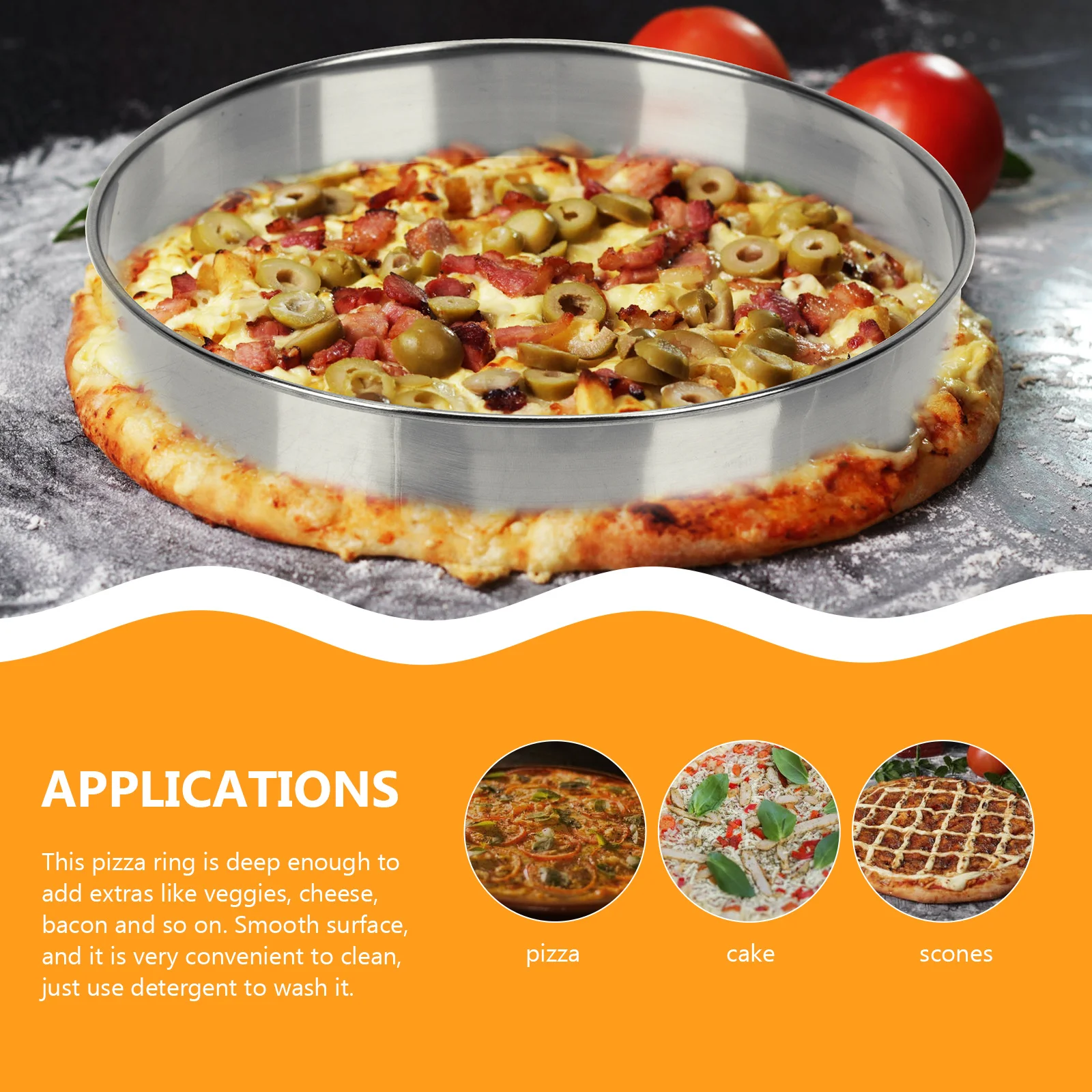 

Premium Pizza Saucing Tool Round Shaped Deep Ring for Even Seasoning No Leak Design Perfect for Homemade Pizza Crumpets Muffins