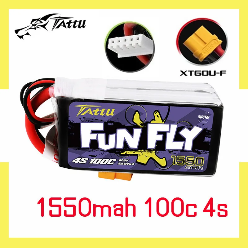 

NEW TATTU FUNFLY 14.8V Lipo Battery 1550mAh 100C For RC Helicopter Quadcopter FPV Racing Drone Parts 14.8V Drones Battery