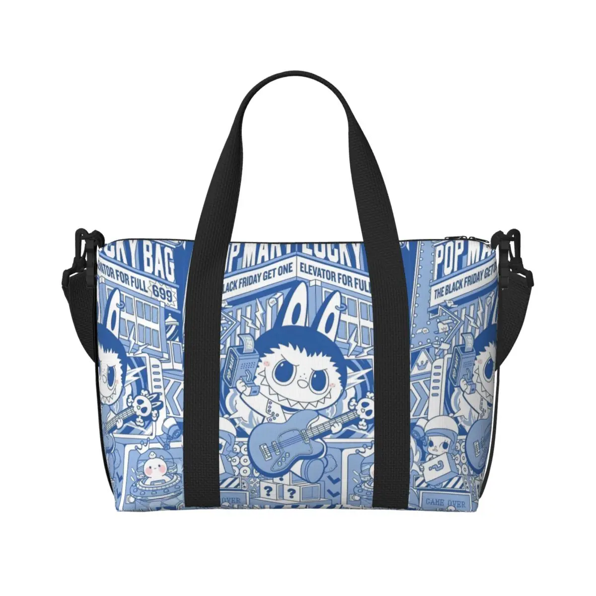 

Custom L-Labubus Doll Tote Bag Women Large Capacity Cute Cartoon Gym Beach Travel Bags