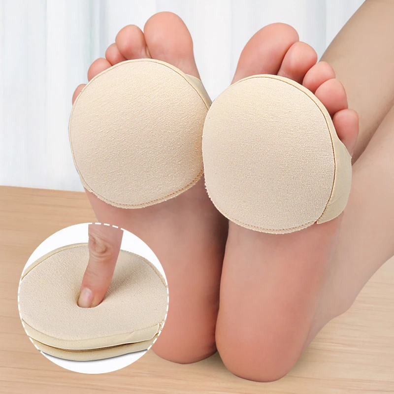 Almofadas dianteiras de renda ondulada cinco dedos para mulheres, meia palmilha de salto alto, cuidados com a dor nos pés, absorvem meias de choque, inserções toe pad, 1 par