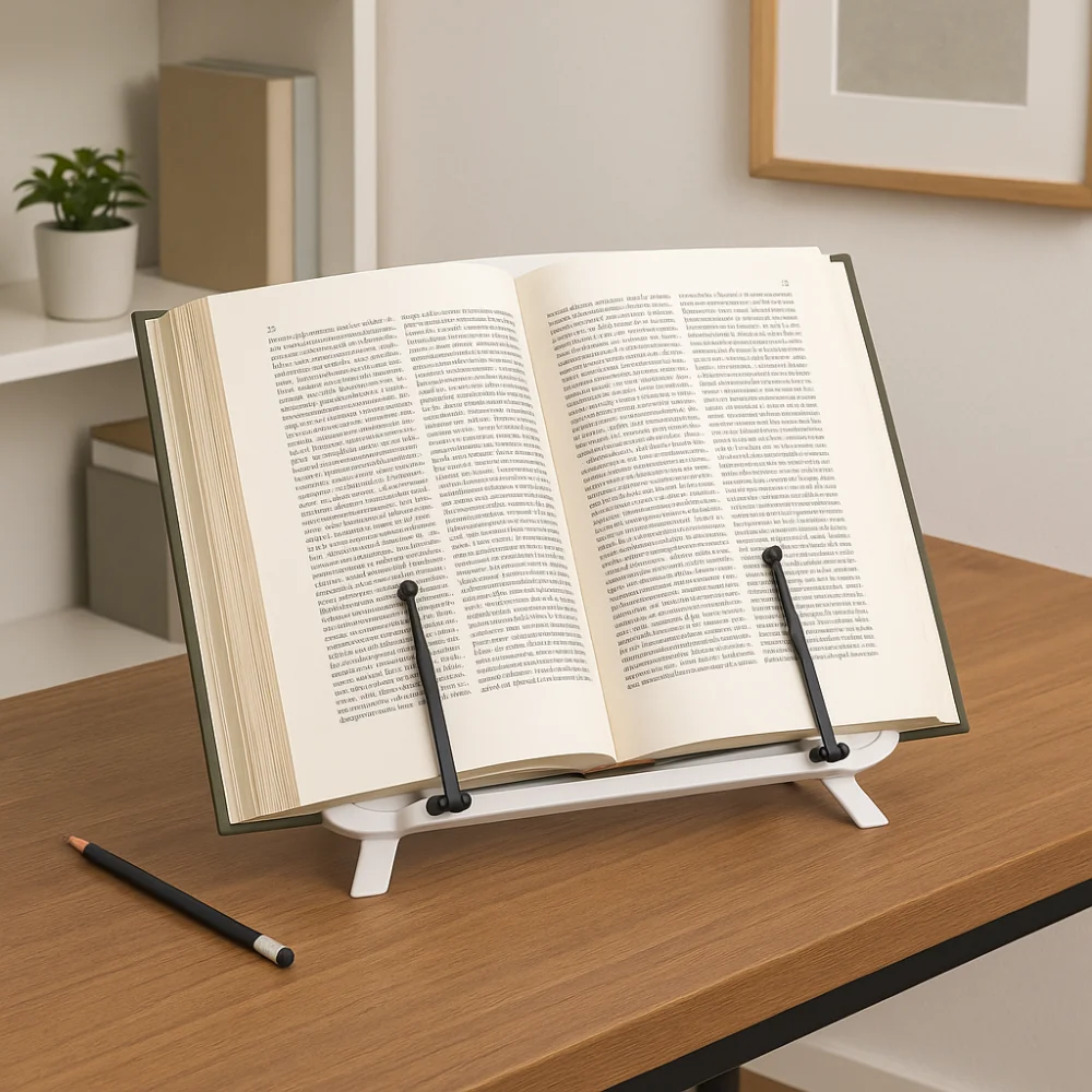 Adjustable Reading Book Stand Foldable Elastic Page Clips Desktop Riser Ergonomic Sturdy Tabletop Bookshelf Magazines