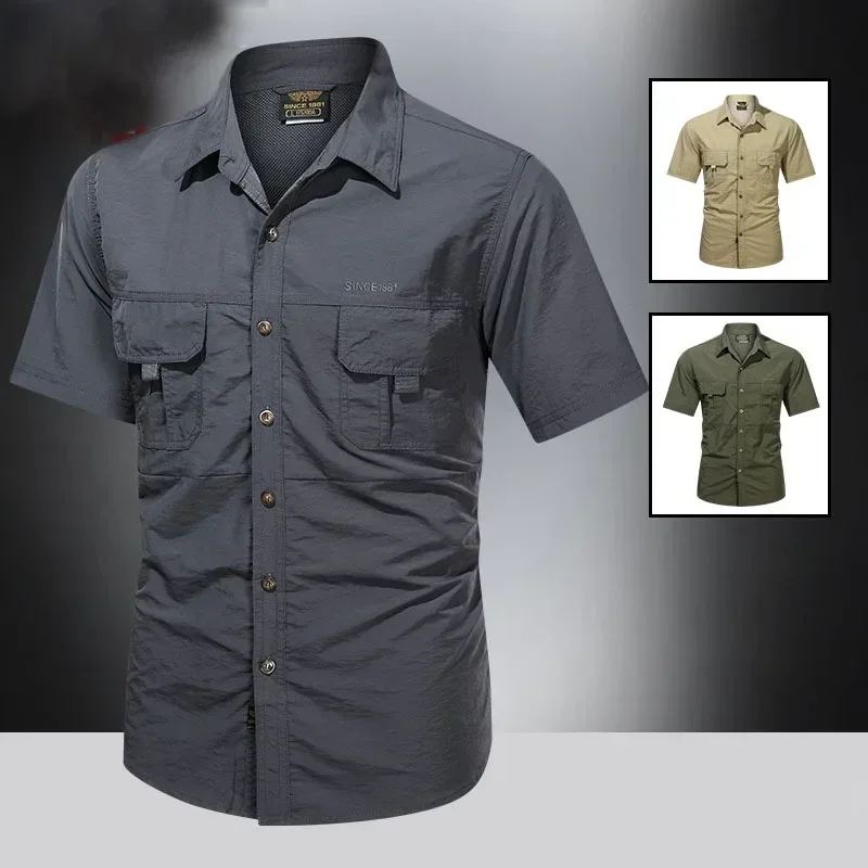 Summer Hiking Hunting T-shirts Short Sleeve Combat Tactical Shirt Quick-Dry Camping Fishing Shirts Male Hunting Climbing Outfit