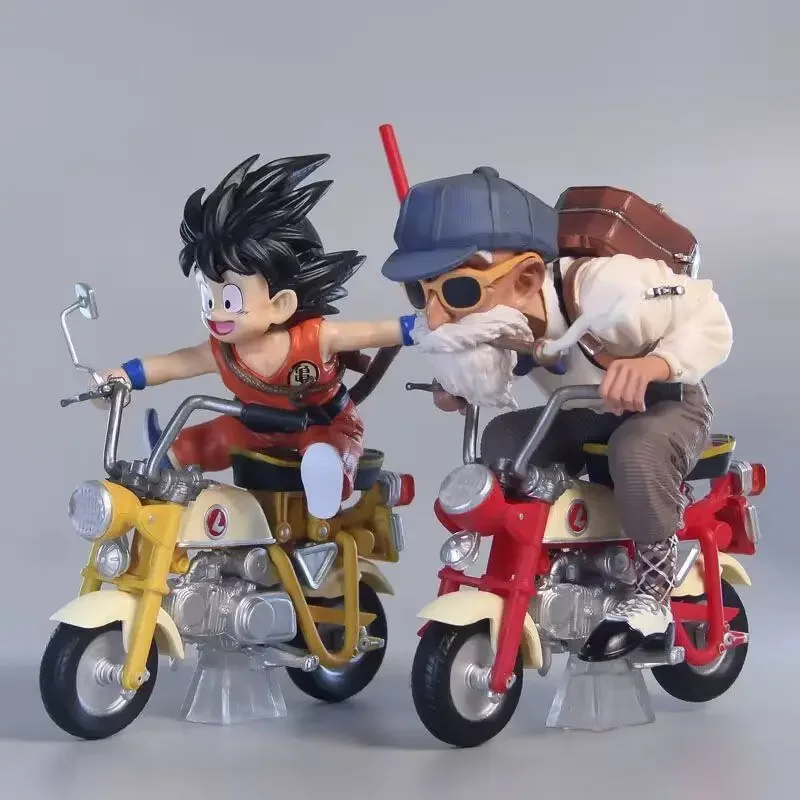 

New 13cm Dragon Ball Z Anime Figure Son Goku Master Roshi Locomotives PVC Action Kame Sennin Motorcycle Toys for Children