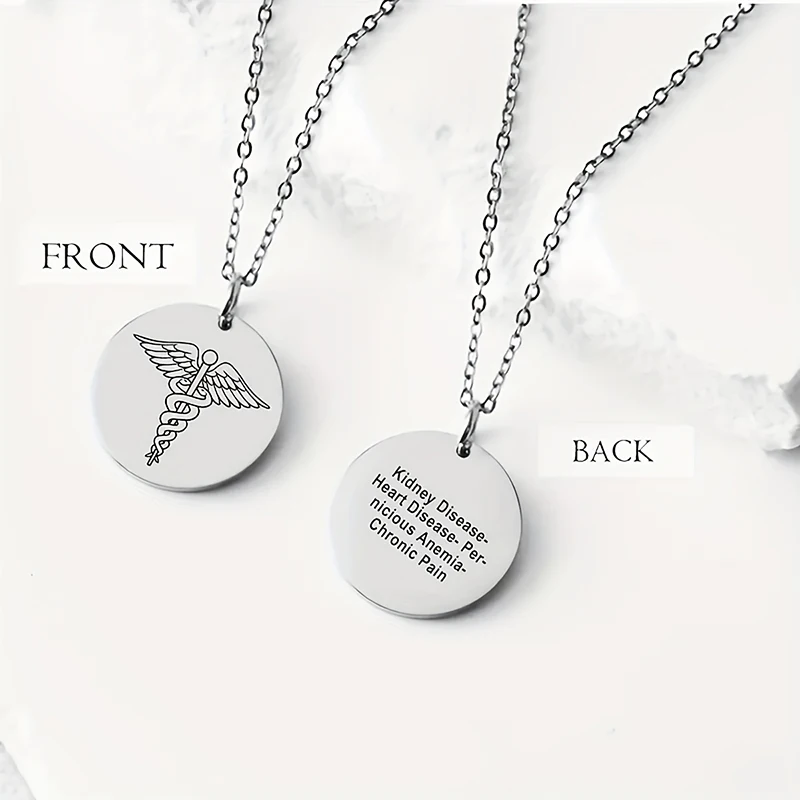 Personlized Customized Photo Necklace Stainless Steel Laser Engraved Pendant With Adjustable Thoughtful Gift For Medical Workers