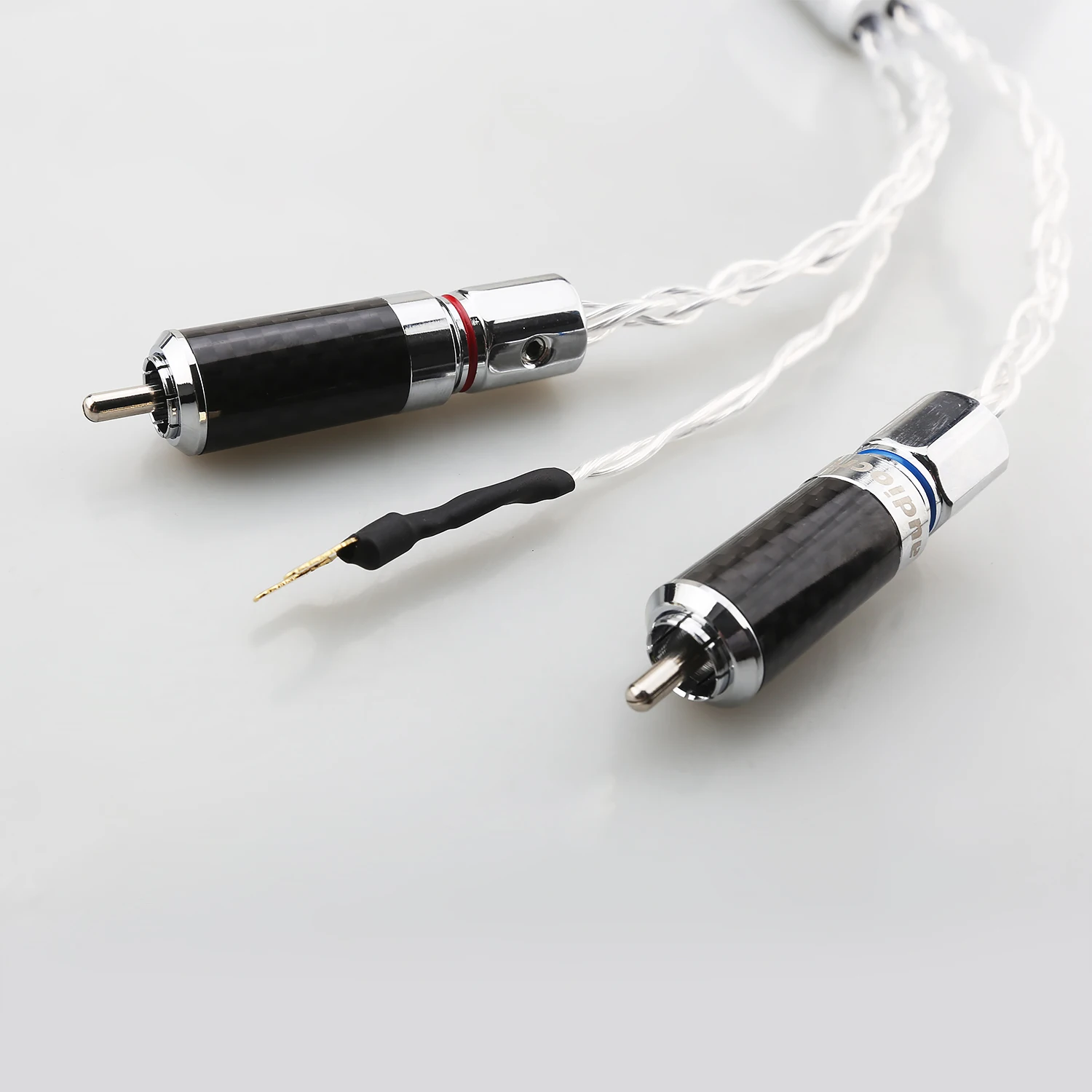 Phono Cable 7N OCC Silver Plated Tonearm Cable with Ground Wire RCA Carbon Fiber Y Spade for Turntable Record Player