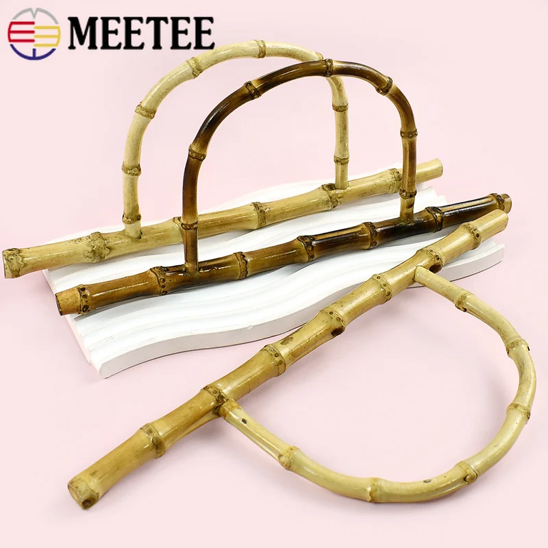 

2/4Pcs Meetee 28/30cm Natural Bamboo Bag Handle DIY Handmade Purse Frame Woven Handbag Wooden Handles Bags Sewing Accessories