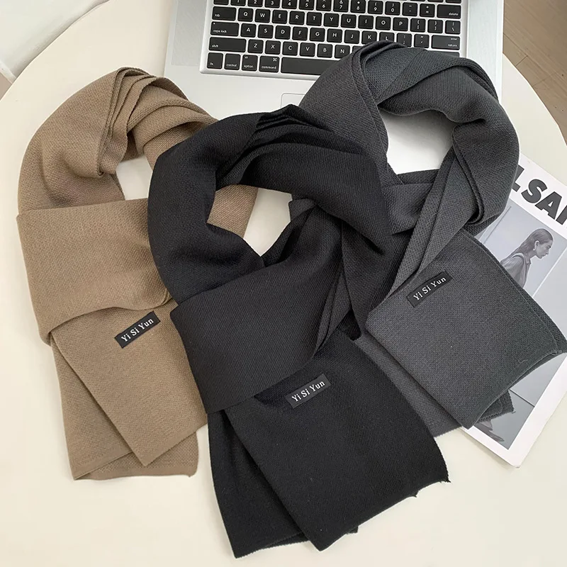 

Men's scarf new winter pure black middle-aged and elderly versatile men's scarf youth British style scarf shawl