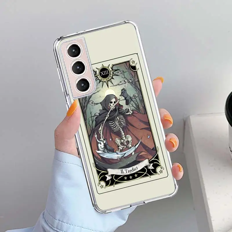 Skeleton Skull Tarot Card Phone Case Shell For Samsung Galaxy S24 S23 S22 Ultra S21 Plus S20 FE S10 S10E S9 S8 + Cover Capa Fund