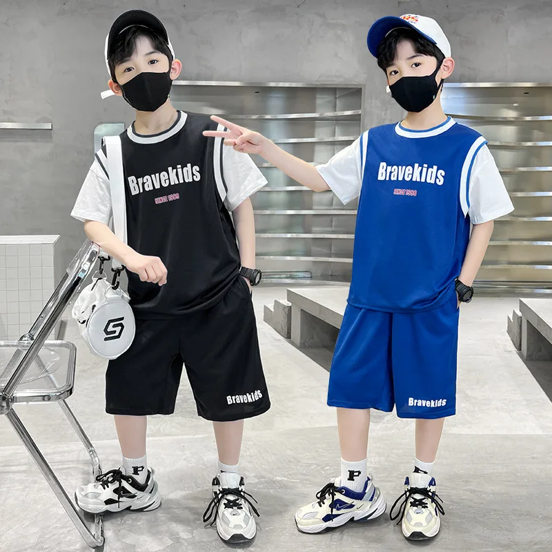 

Children's Suit Summer Casual Boys' Short SleeveTT-shirt Shorts Basketball Sports Suit Loose Boys' Pants