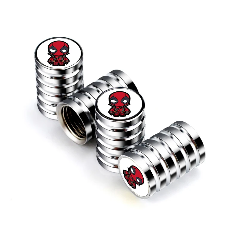 4pcs Marvel Deadpool Alloy Car Wheel Tire Valve Caps Universal Covers for Ford Audi BMW Citroen Dodge Jaguar Hyundai Infiniti - view 2
