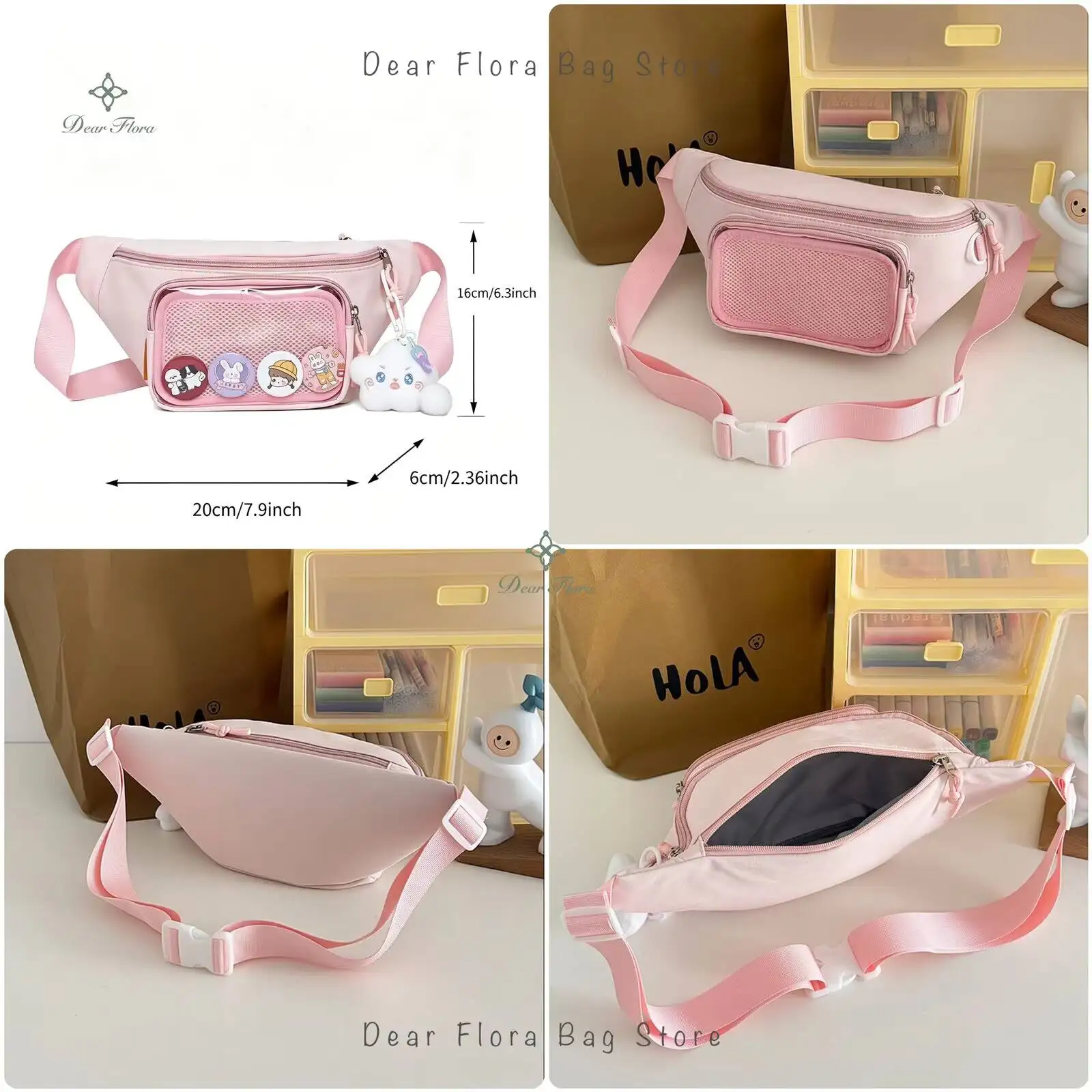 New Cute Anime Ita Bag Sweet Women's Outdoor Cycling Casual Chest Bag Girls Transparent Waist Bag DIY Comic Display Shoulder Bag view 6