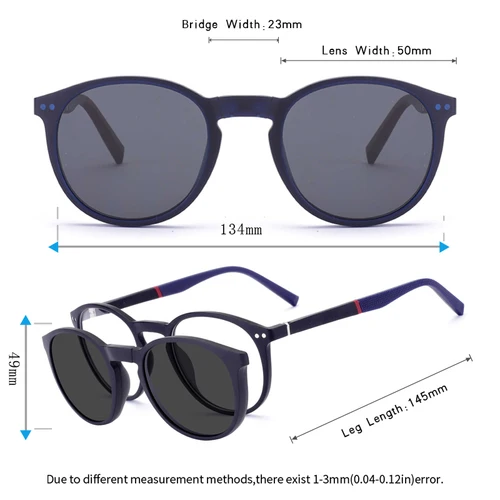 Imagen 2 del producto Ceofy, montura de gafas para mujer, gafas de sol redondas para miopía óptica, gafas graduadas para hombre, montura de gafas con Clip para el sol magnético C8014