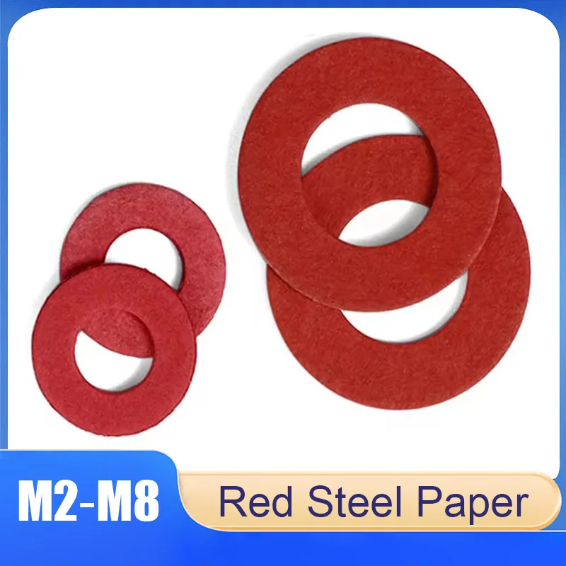 

500/2000pcs Lnsulating Flat Washer Red Steel Paper Fiber Insulating Gasket M2/M2.5/M3/M4/M5/M6/M7/M8 Ordinary Gasket Spacer Ring