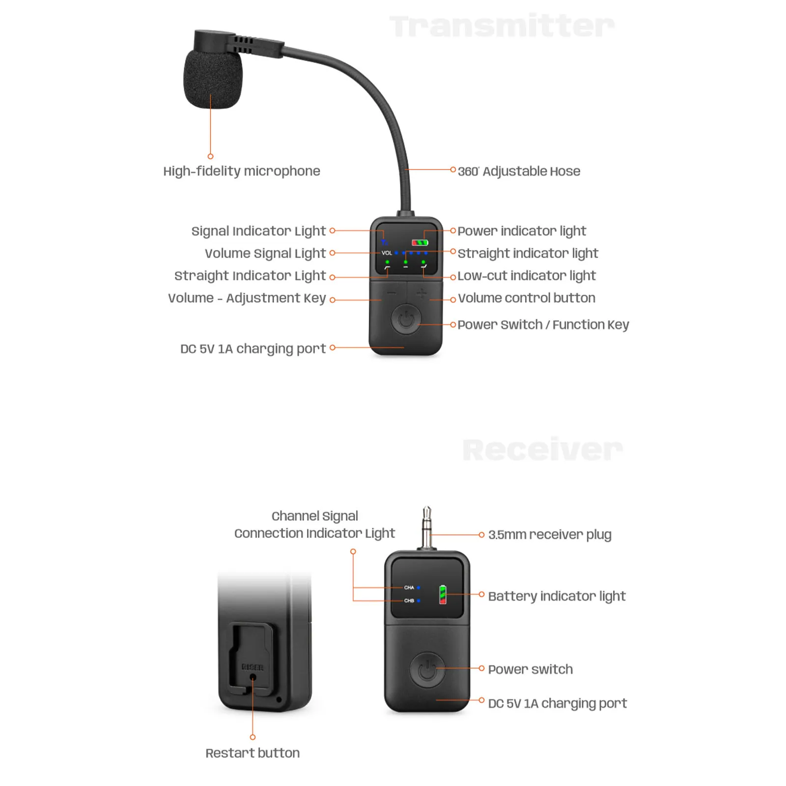 Violin Performance Wireless Microphone Rechargeable Amplification Microphones for Violin Saxophone Brass Wind Instruments view 5