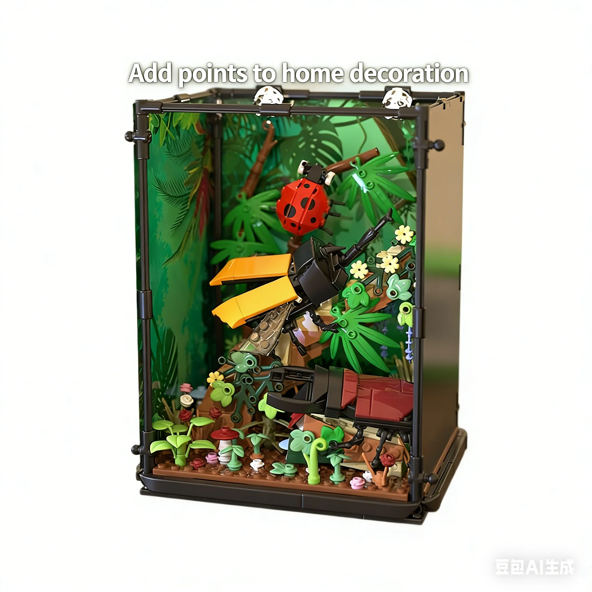 3010 Insect Kingdom Building Blocks Fish Tank Landscape Assembly Model Decoration Tropical Rainforest Series