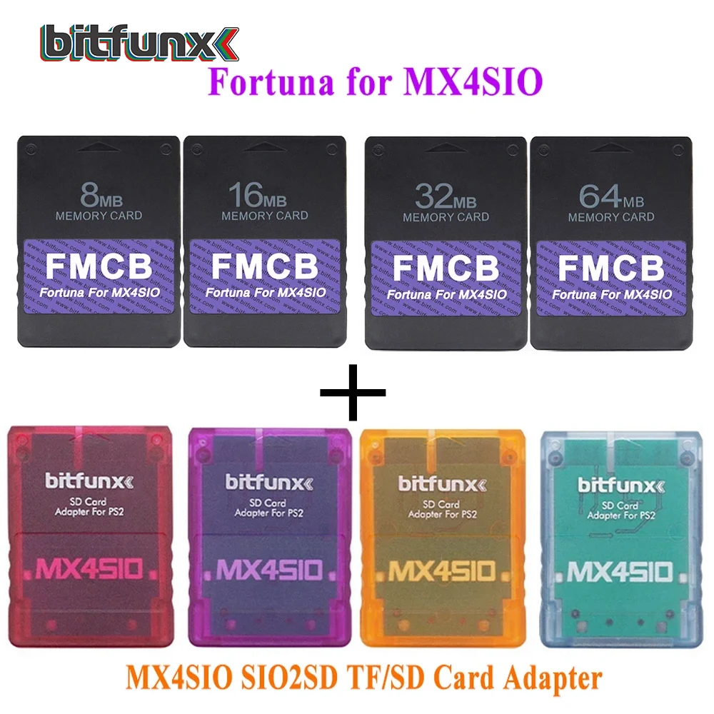 

BitFunx Fortuna FMCB PS2 карта OPL 1.2.0 для MX4SIO SIO2SD TF/SD адаптер для игровых консолей Playstation2 Slim