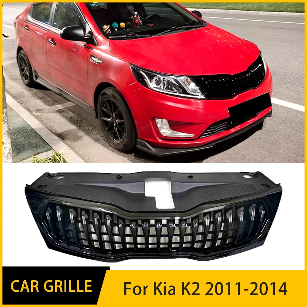 

Решетка радиатора для Kia K2, аксессуары 2011, 2012, 2013 года, карбоновый черный передний бампер, решетка для украшения корпуса, комплект вентиляционных отверстий, спойлер