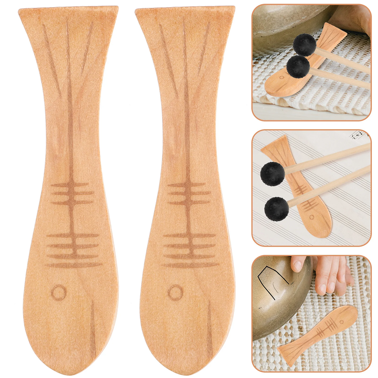 

2Pcs Wooden Drum Mallet Holder Durable Tongue Drumstick Rack Fish Shape Smooth Edges Drum Accessories Mallet Brackets