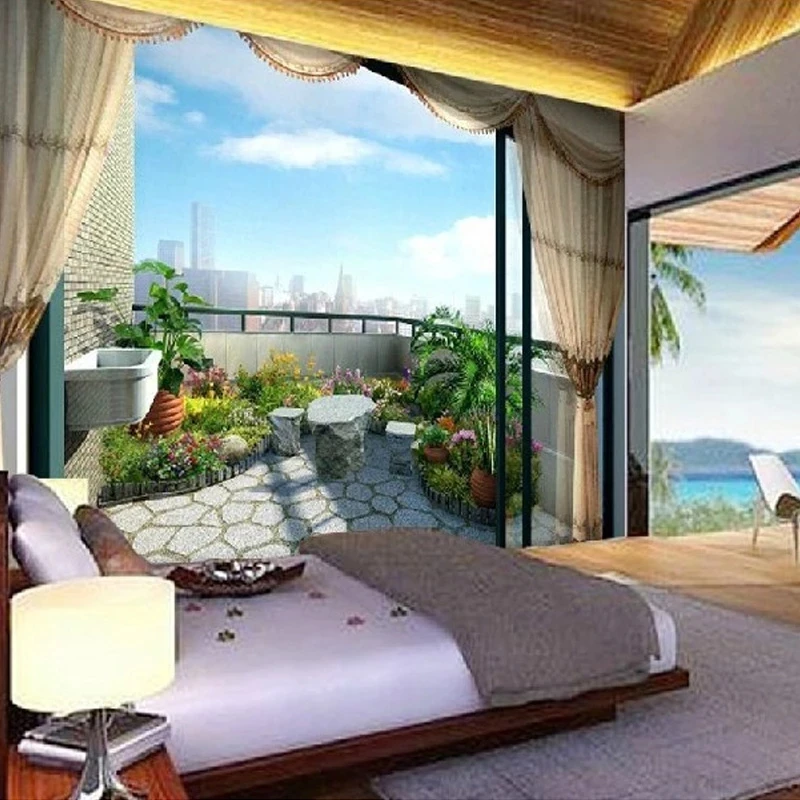 Custom Fashion Outside The Window Sea View 3D Mural Wallpaper Space Expansion Living room TV background wall bedroom restaurant