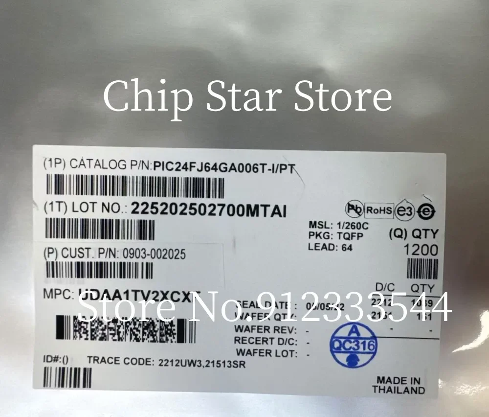 2-50pcs  PIC24FJ64GA006-I/PT  PIC24FJ64GA006  16 Bit Microcontroller  TQFP64  100%New And Original