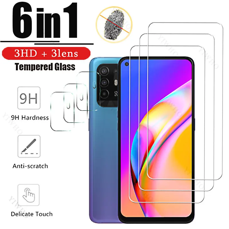 6in1 for Oppo A94 5G Full Cover Tempered Glass Black HD for Oppo A 94 5g 6.43