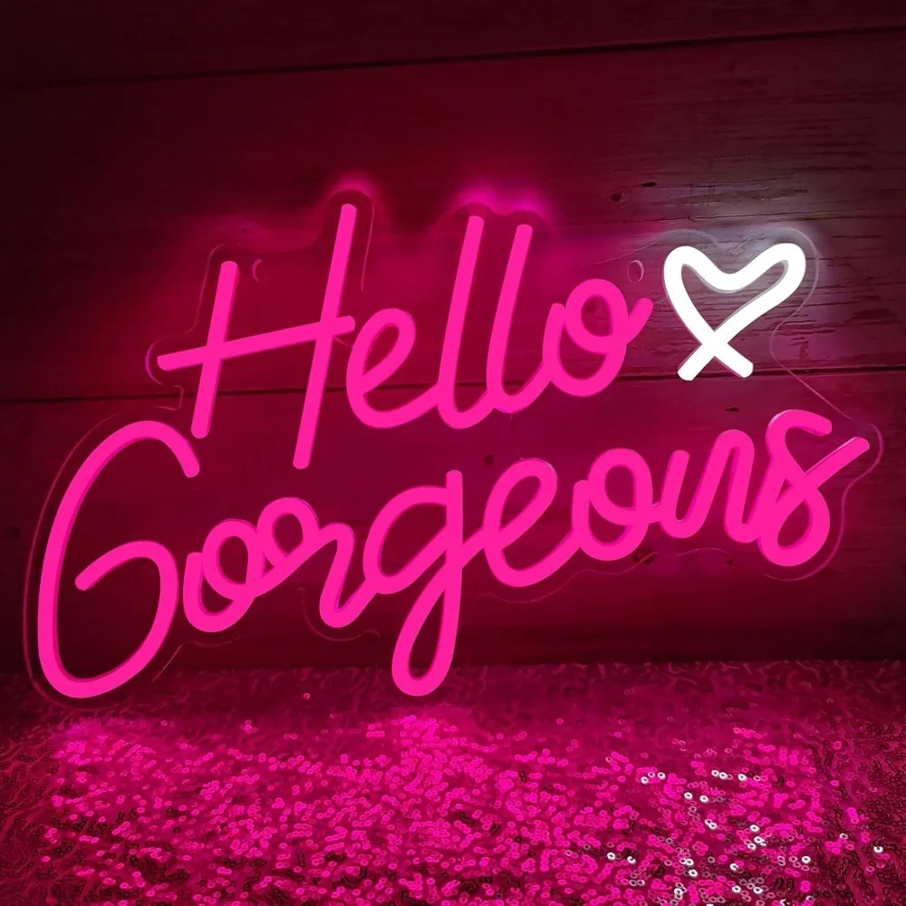 

Hello Gorgeous Neon Signs LED Neon Light Sign Light Up Neon Signs Wall Decor for Birthday Engagement Wedding Bachelorette Party