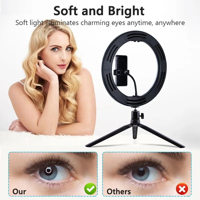 LED Selfie Ring Light Photography Video Light,Optional Tripod Stand,8/10 Inch RingLight with Phone Holder for Live Streaming