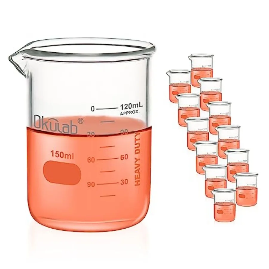 

Glass Beakers Heavy Duty with Double Scale Printed Graduation. Vol. HBKG150C12