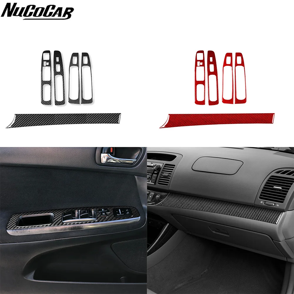 For Toyota Camry XV30 2002-2006 Carbon Fiber co-pilot Dashboard And Door window control panel Car Accessories Decorative Sticker