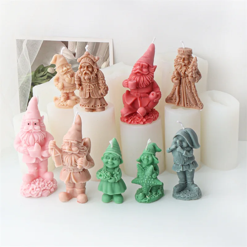 New Christmas Dwarf Silicone Mold Abstract Santa Claus Candle Making Set Soap Plaster Mould Cake Chocolate Decor Christmas Gifts