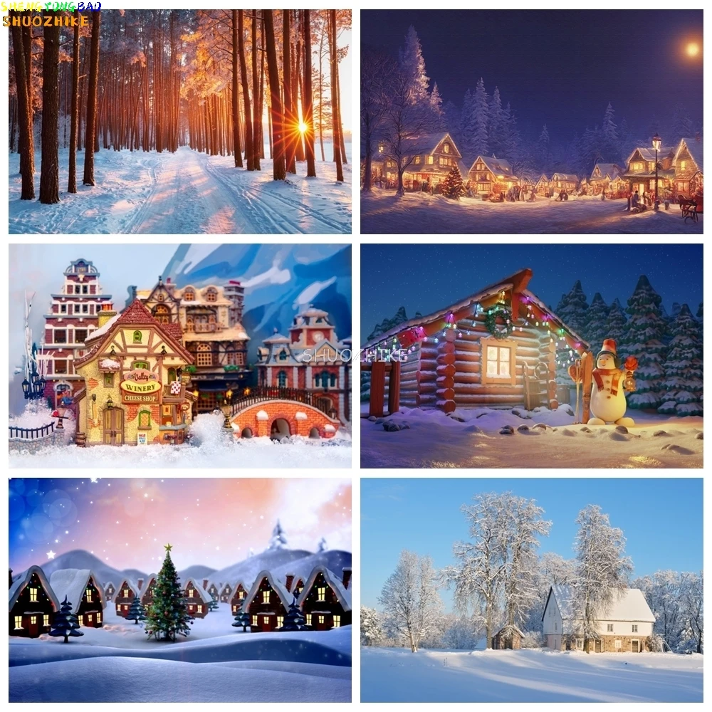 Winter Nacht Schneeflocke Fotografie Kulissen Sternenhimmel Mond Bäume Kiefernwald Hintergrund Weihnachten Frohes Neues Jahr Party Dekor