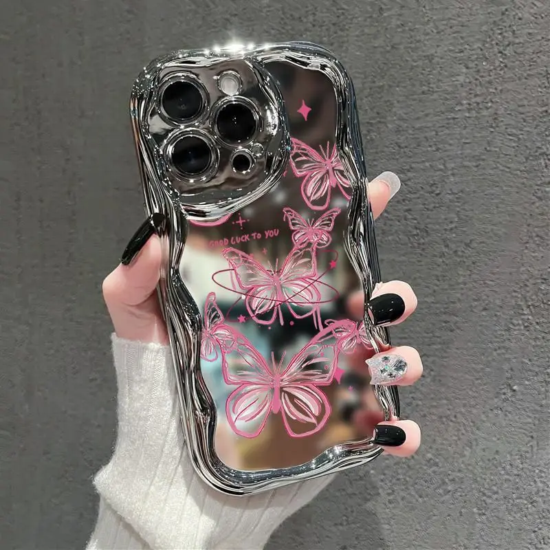 Pink Butterfly Phone Case For Samsung Galaxy A55 A35 A25 A15 A54 A24 A33 A34 A73 5G A32 A51 A52 A53 A71 A72 A30 A50soft