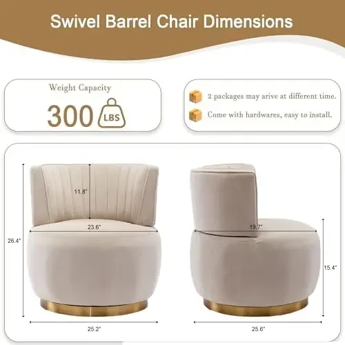 360° Swivel Accent Chair Small Swivel Barrel Chair, Velvet Comfy Upholstered Vanity Chairs Modern Vanity Stool with