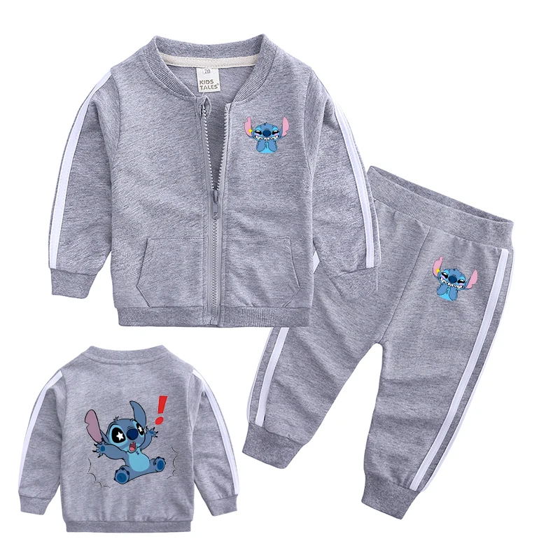 

Комплект детской одежды Stitch, спортивный костюм из 2 предметов, топ + штаны, комбинированный комплект для детей, мальчиков и девочек