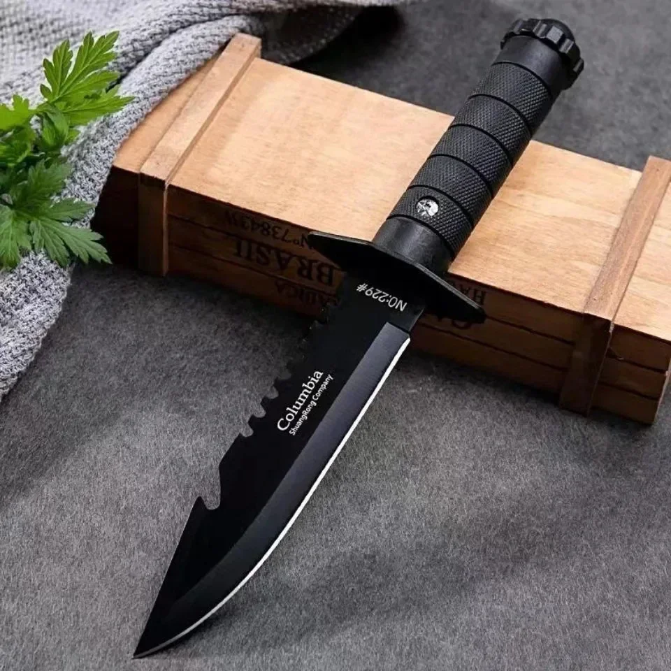 7CR17MOV Steel Sanding Light Tactical Straight Knife Jungle Camping Self-defense Straight Knife ABS Handle Hunting Knife