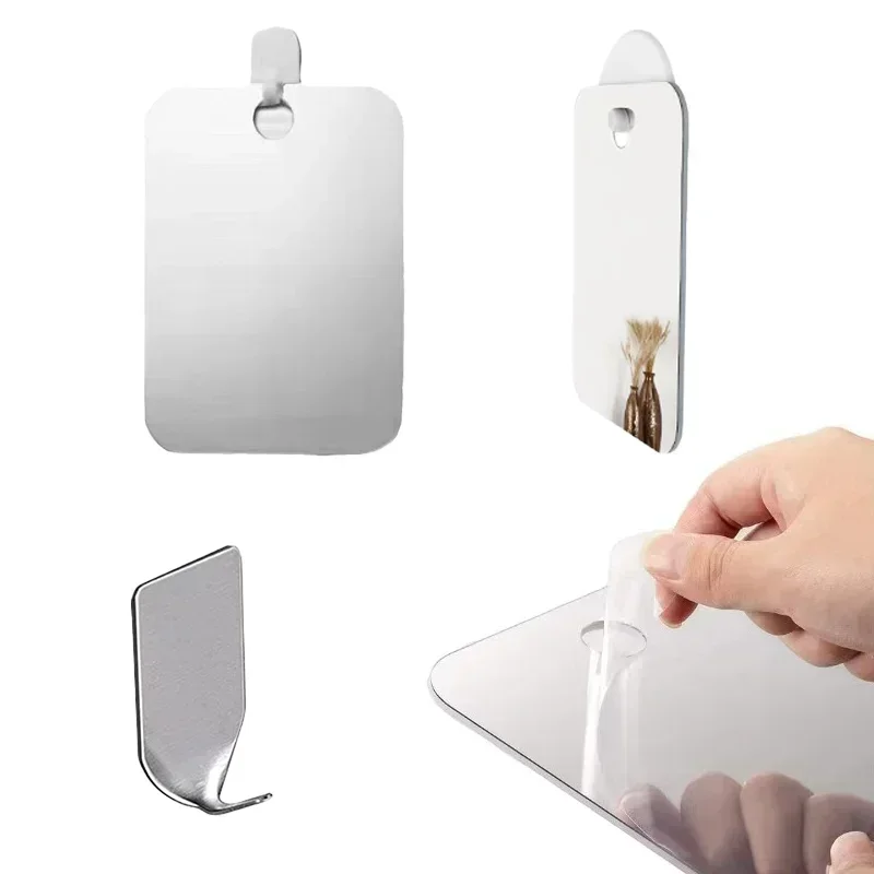 5PCS Acrylic Shower Mirror with Wall Suction Man Shaving Women Makeup Portable Travel Camping Bathroom Accessories Shatterproof