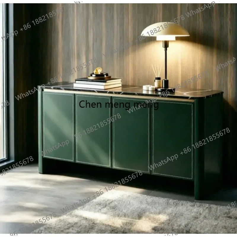 

HR Italian natural luxury stone living room entrance shoe cabinet marble storage side cabinet