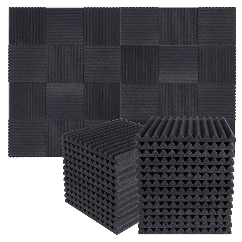 AA67-300Pcs Acoustic Soundproof Foam Sound Absorbing Panels Sound Insulation Panels Wedge,1X12x12inch