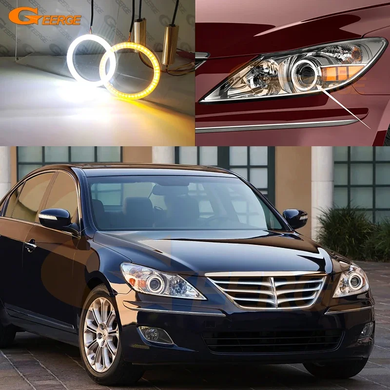 

For Hyundai Genesis Sedan BH 2008 - 2014 Excellent Ultra Bright A/W Switchback DRL Turn Signal Led Angel Eyes Kit Halo Rings