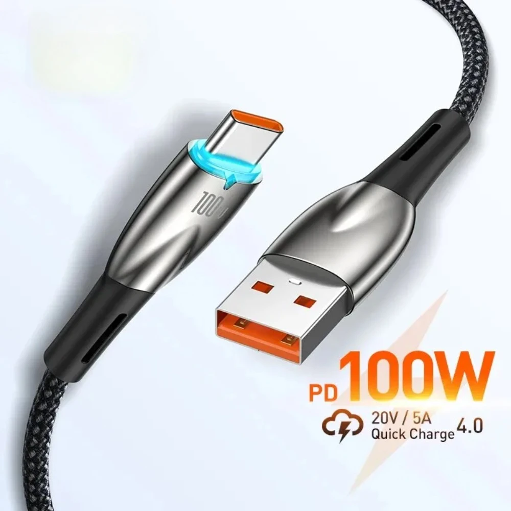 كابل USB من النوع C بقدرة 100 وات، سلك مزامنة البيانات للشحن السريع لهاتف Huawei P40 pro P30 Samsung S21 Ultra S20 Poco - ملحق شاحن سلكي