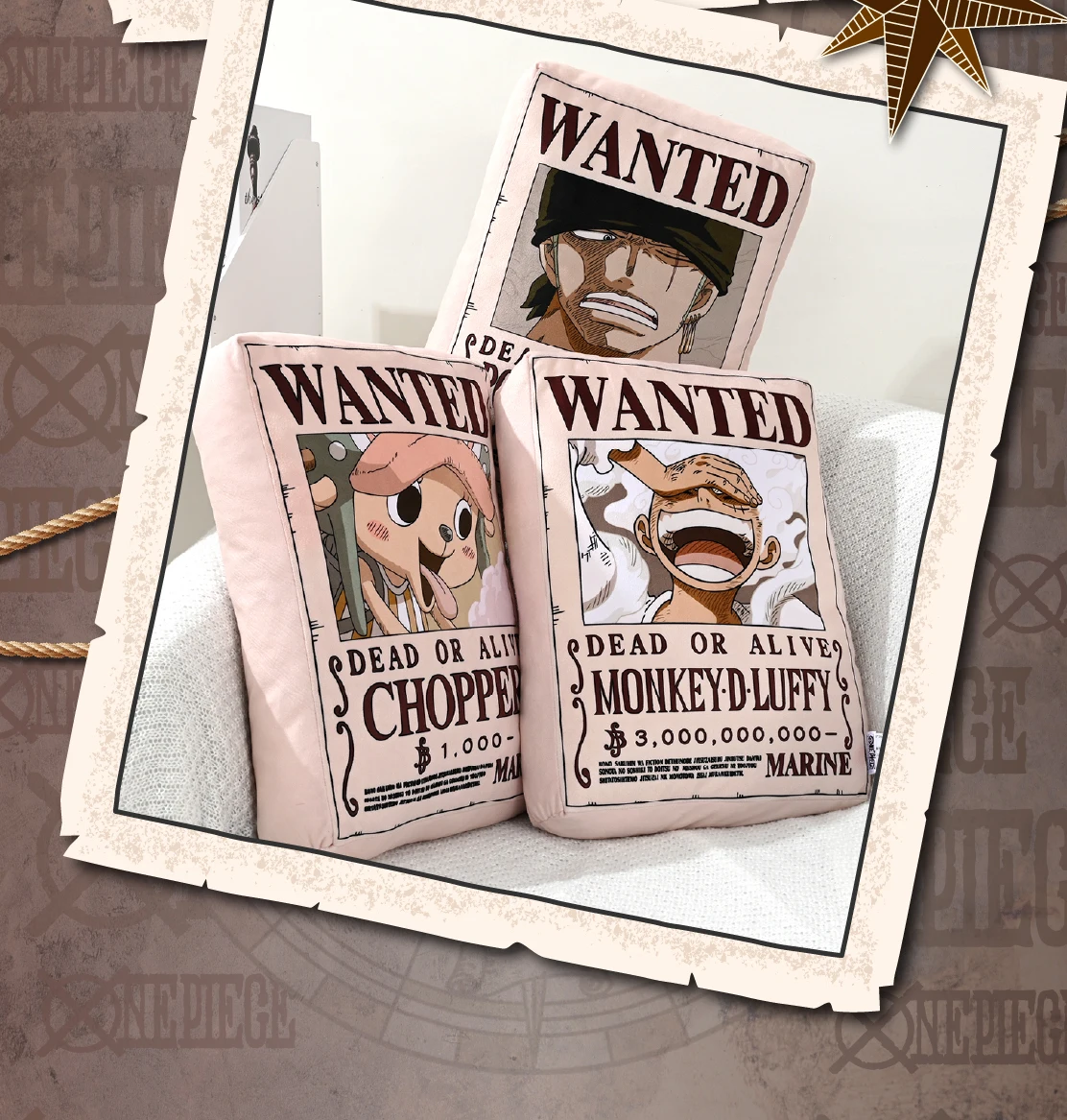 1 Stück Offizielles One Piece Wanted Poster Kissen, Doppelseitiges Anime-Dekokissen für Zuhause, Sofa, Büro, Schlafzimmer, Sammlerstück, Geschenk. – Detail 4